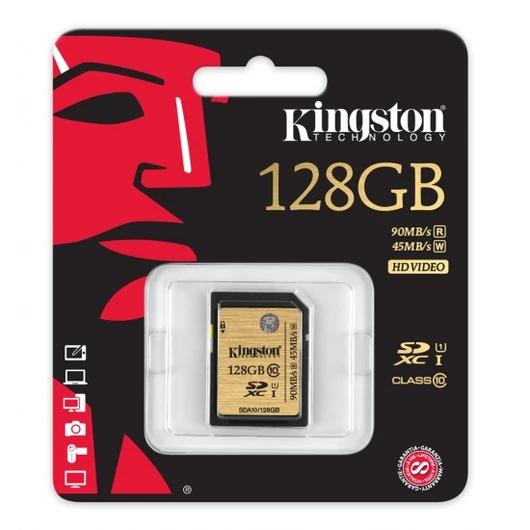 Kingston 128GB SDXC Memóriakártya UHS-I Class 10 (90/45 Mb/S) (SDA10/128GB) - SDA10_128GB