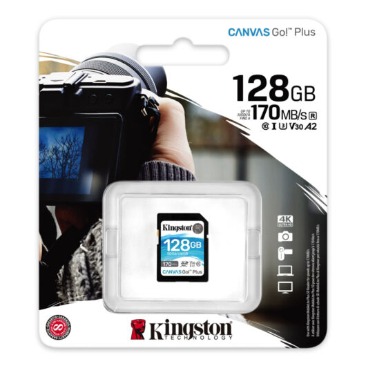 Kingston 128GB Canvas Go SDXC U3 V30 memóriakártya (170R/70W) SDG3/128GB