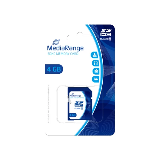MediaRange SDHC memóriakártya 4GB Class 10 UHS-I 20 MB/s olvasási sebességgel