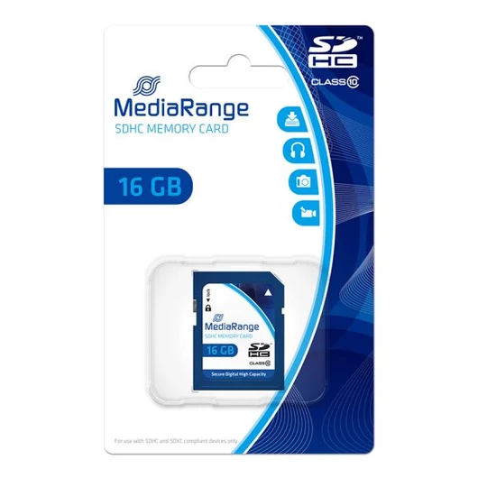 MediaRange SDHC memóriakártya 16GB Class 10 UHS-I 20 MB/s olvasási sebességgel