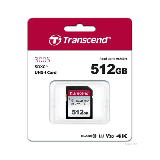 TS512GSDC300S Transcend 512GB SDXC Memóriakártya [95MB/S] USD300S