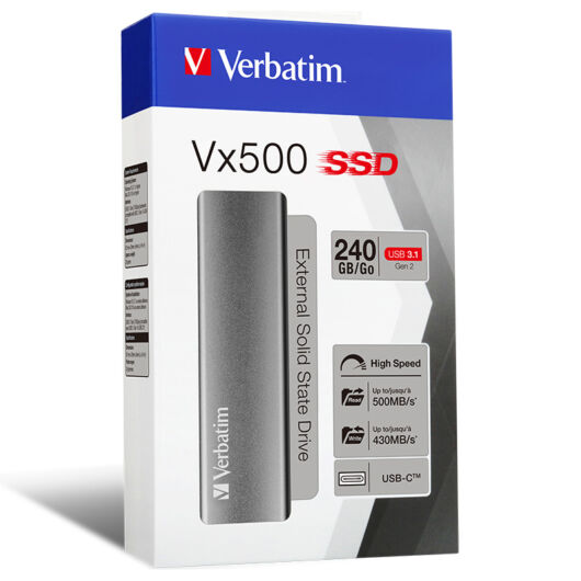 VERBATIM Vx500 Külső SSD 240GB USB 3.1 Ezüst 47442