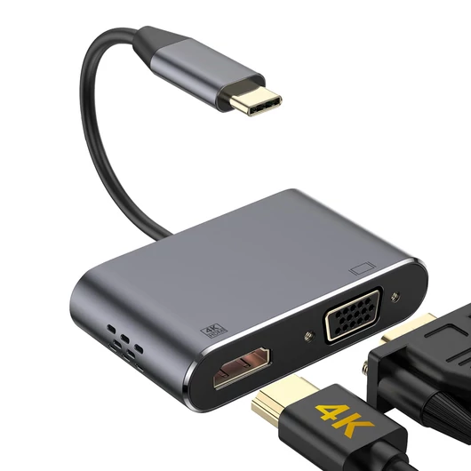 45224 Platinet adapter USB-C - HDMI/VGA 4K 30Hz