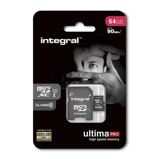 Integral Ultima Pro 64GB Micro SDHC memóriakártya 90 MB/s INMSDH16G10-90U1
