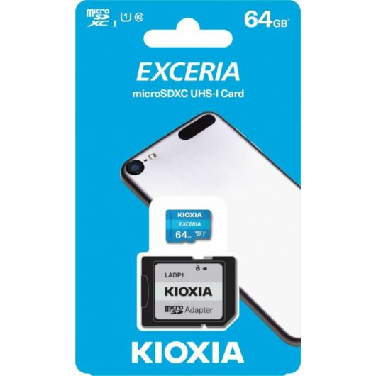 KIOXIA EXCERIA M203 MICRO SDXC + ADAPTER 64GB CL10 UHS-I U1 (100 MB/s olvasási sebesség)