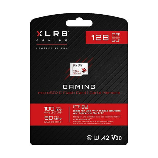 PNY 128GB Micro SDHC Memóriakártya Gaming XLR8 [100/90MB/s]