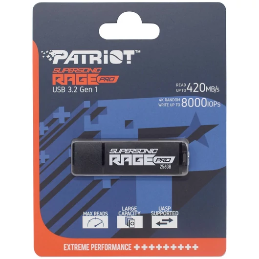 PEF256GRGPB32U PATRIOT SUPERSONIC RAGE PRO PENDRIVE 256GB USB 3.2 Fekete