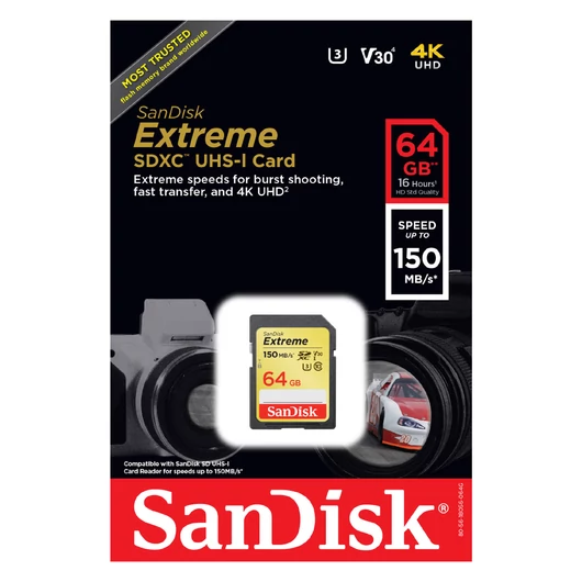SanDisk Extreme Plus 64GB SDHC [150/70MB/s] V30 UHS-I U3