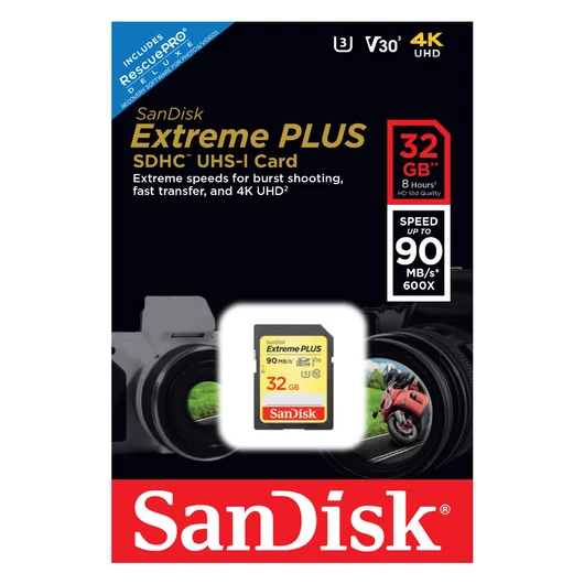 SanDisk Extreme Plus 32GB SDHC [90/60MB/s] V30 UHS-I U3