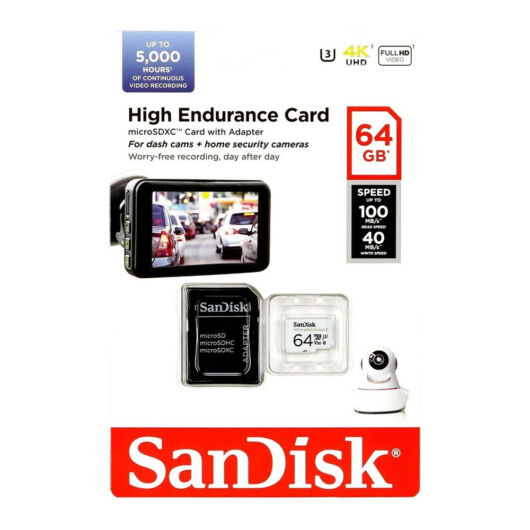 Sandisk High Endurance micro SDHC 64GB CL10 UHS-I U3 (100 MB/s) + adapter