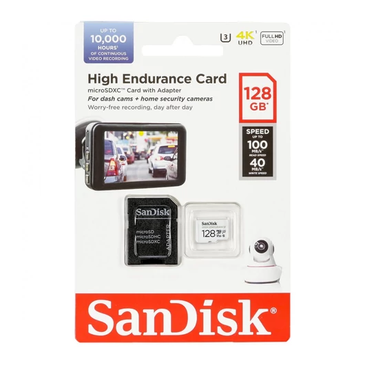 SanDisk High Endurance micro SDXC 128GB CL10 UHS-I U3 + adapter (100/40 MB/s)