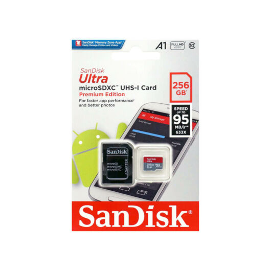 SanDisk Ultra Micro SDXC + Adapter 256GB CL10 UHS-I U1 (150 MB/s olvasási sebesség)