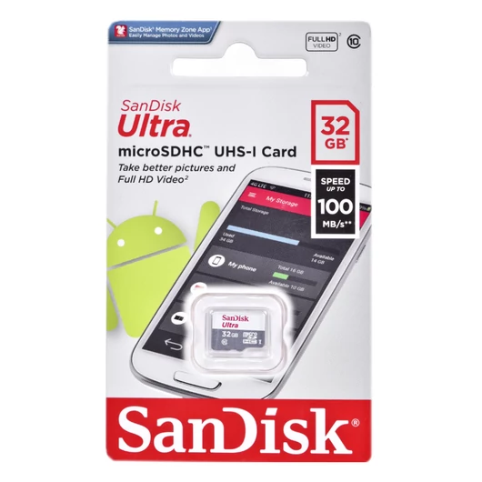 SDSQUNR-032G-GN3MN SANDISK Ultra 32GB microSDHC memóriakártya 100MB/s Class 10 UHS-I 