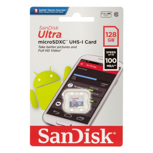 SDSQUNR-128G-GN6MN SANDISK Ultra 128GB microSDXC memóriakártya 100MB/s Class 10 UHS-I 