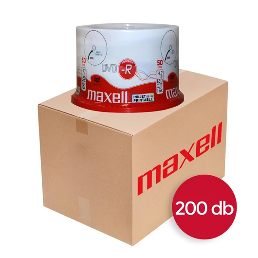 Maxell DVD-R 16X teljes felületén nyomtatható lemez 4,7 GB - 200 db