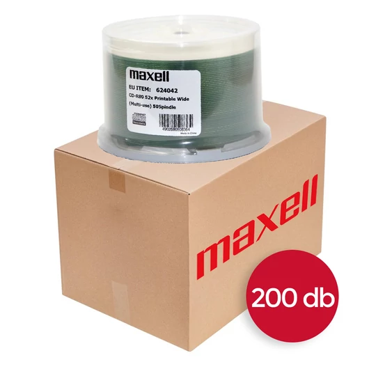 200db Maxell CD-R 52X Nyomtatható Lemez /NO ID/ - Cake (50) CSOMAG!