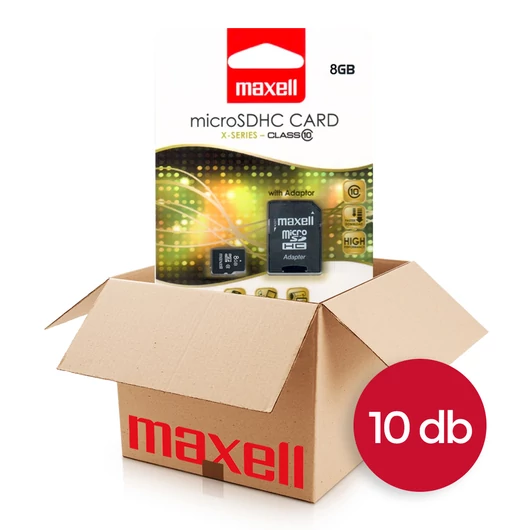 Maxell X-Series Micro SDHC memóriakártya adapterrel 8GB Class 10 50MB/s - 10 db-os csomag