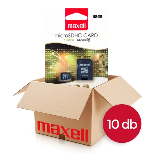 Maxell X-Series Micro SDHC memóriakártya 32GB Class 10 80MB/s adapterrel - 10 db-os csomag