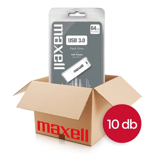 Maxell pendrive 64GB USB 3.0 - fehér (10 db-os csomag)