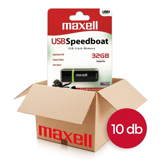 Maxell Speedboat pendrive 32GB USB 2.0 - fekete/zöld (10 db-os csomag)