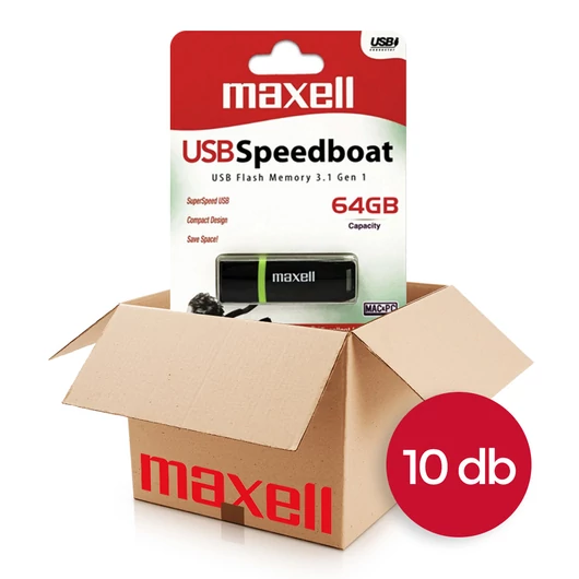 Maxell Speedboat USB pendrive 64GB USB 3.1 - fekete/zöld (10 db)