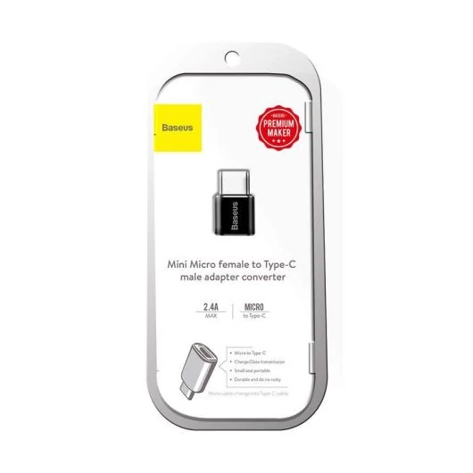 Baseus microUSB - Type-C átalakító adapter - fekete