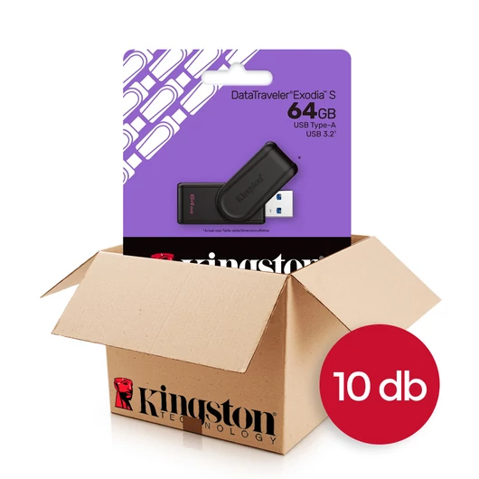 Kingston DataTraveler Exodia S pendrive 64GB USB 3.2 - fekete (10 db-os csomag)