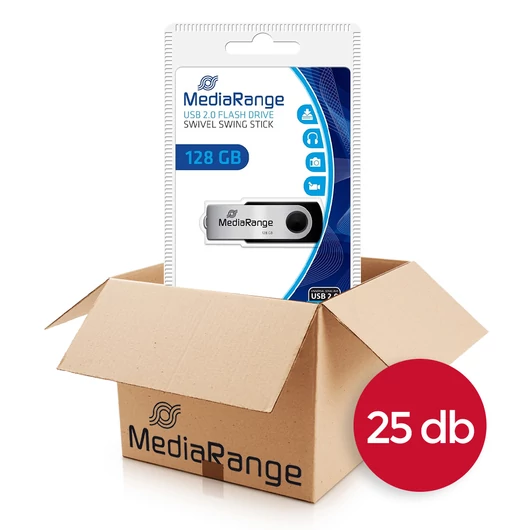 MediaRange MR913 pendrive 128GB USB 2.0 - fekete-ezüst (25 db-os csomag)