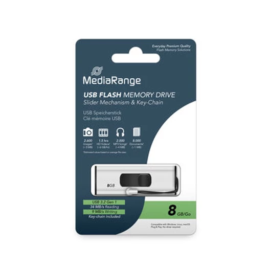 MediaRange 8GB pendrive USB 3.0 csúszómechanikával