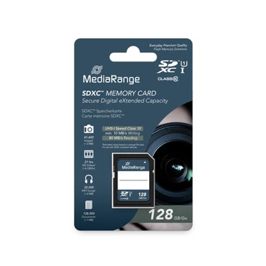 MediaRange 128GB SDXC memóriakártya Class 10 UHS-I U1 80MB/s