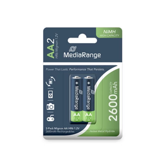 MediaRange AA újratölthető akkumulátor 2600mAh NiMH 1.2V - 2 db