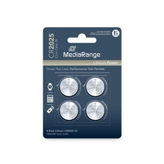 MediaRange CR2025 lítium gombelem 4 darabos kiszerelésben