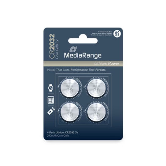 MediaRange CR2032 lítium gombelem 4 darabos kiszerelésben