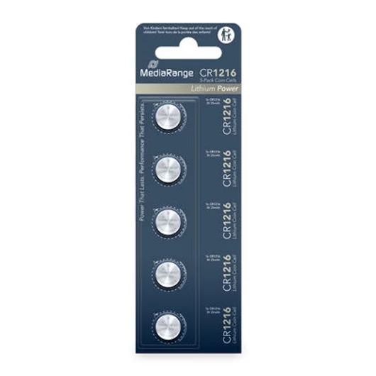 MediaRange CR1216 lítium gombelem - 5 darabos csomag
