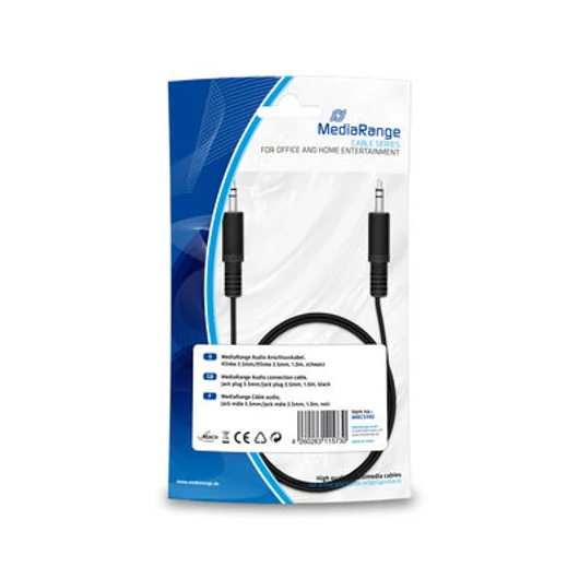 MediaRange AUX kábel 3.5mm Jack 1m - fekete