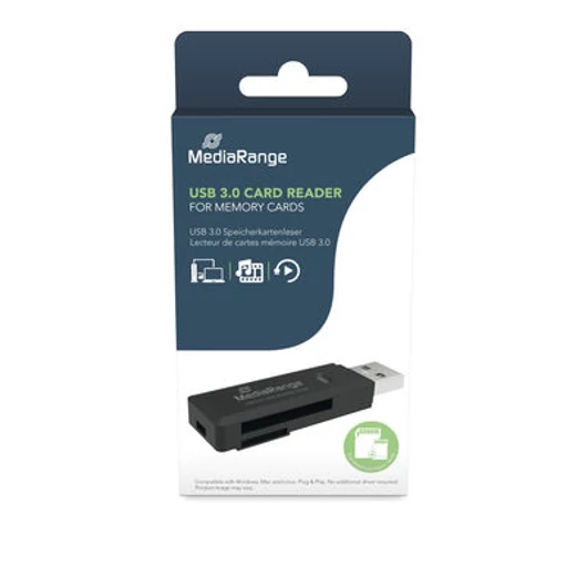 MediaRange SD és microSD kártyaolvasó USB 3.0 - fekete