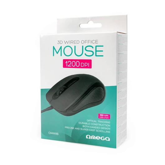 Omega OM441B vezetékes egér 3D 1200 DPI USB 1,5m - fekete