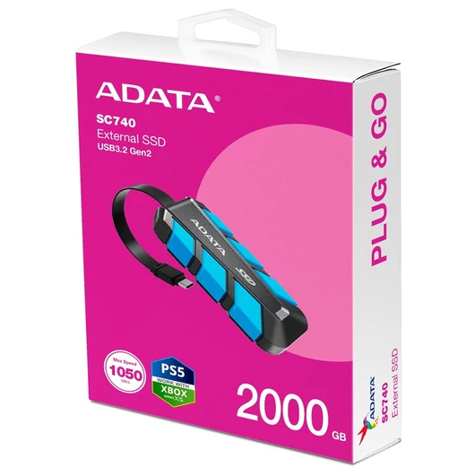 ADATA SC740 külső SSD 2TB USB 3.2 - kék (1050/1000 MB/s)