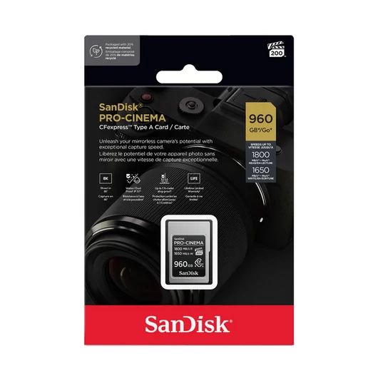 SanDisk PRO-CINEMA CFexpress memóriakártya 960GB Type A (1800/1650 MB/s)