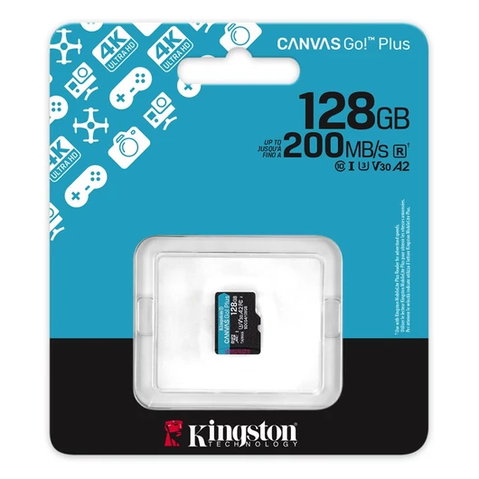 Kingston Canvas Go! Plus microSDXC 128GB UHS-I A2 U3 Class 10 (200/160 MB/s) - fekete (SDCG4/128GBSP)