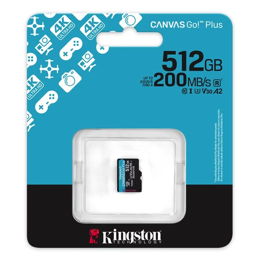 Kingston Canvas Go! Plus microSDXC 512GB UHS-I A2 U3 Class 10 (200/160 MB/s) (SDCG4/512GBSP)