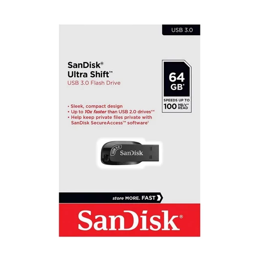 SanDisk Ultra Shift pendrive 64GB USB 3.2 Gen1 - fekete (100MB/s)