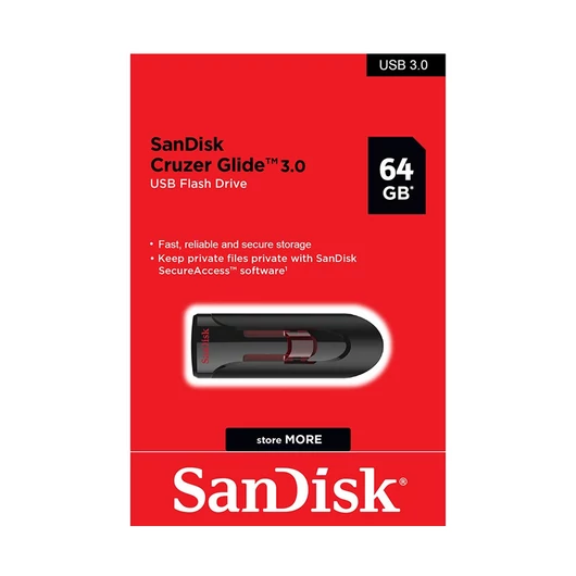 SanDisk Cruzer Glide USB 3.0 pendrive 64GB - fekete/piros