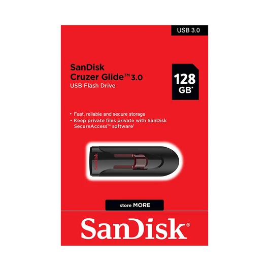 SanDisk Cruzer Glide pendrive 128GB USB 3.0 - fekete-piros
