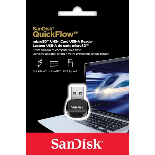 SanDisk QuickFlow microSD kártyaolvasó USB-A csatlakozással UHS-I - fekete (SDDR-B731-GN6NN)