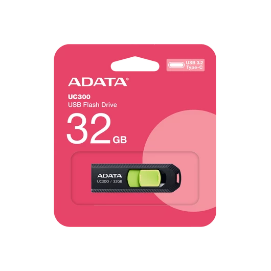 ADATA UC300 pendrive 32GB USB-C 3.2 Gen1 100 MB/s - fekete/zöld