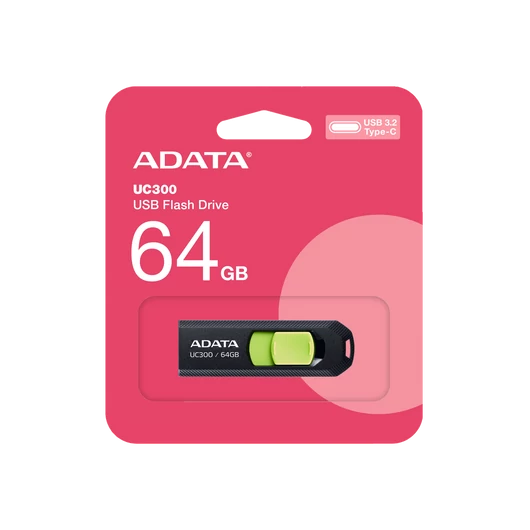 ADATA UC300 pendrive 64GB USB-C 3.2 Gen1 100 MB/s - fekete/zöld