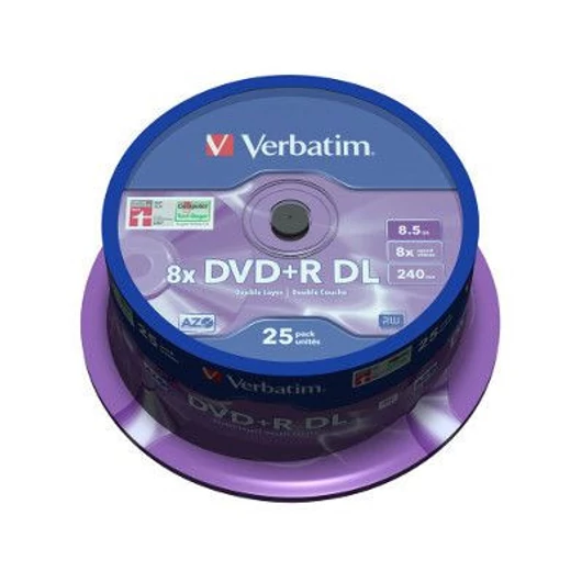 Verbatim DVD+R 8x 8.5GB DL Cake (25) - 43757