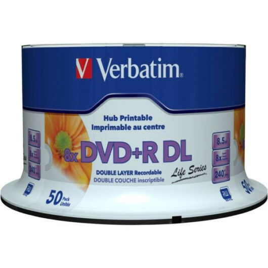 Verbatim DVD+R 8x 8.5GB DL Life Series Printable Cake (50) - 97693