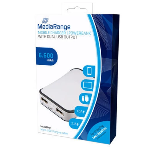 MediaRange Powerbank 6 600 mAh két USB kimenettel - MR742